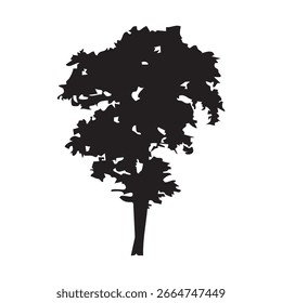 Hand drawn tree silhouette on white background