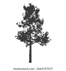 Silueta del árbol dibujado a mano sobre fondo blanco