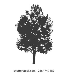 Silhueta de árvore desenhada à mão sobre fundo branco