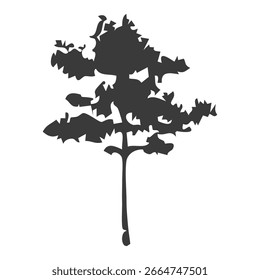 Hand drawn tree silhouette on white background