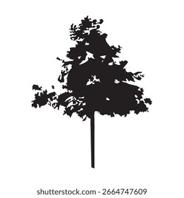 Silueta del árbol dibujado a mano sobre fondo blanco