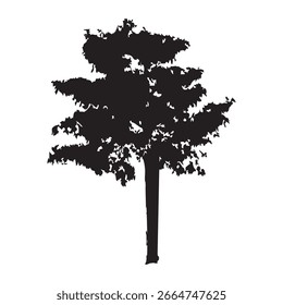 Silueta del árbol dibujado a mano sobre fondo blanco