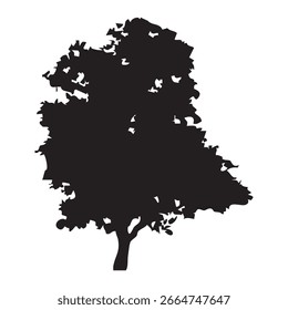 Hand drawn tree silhouette on white background