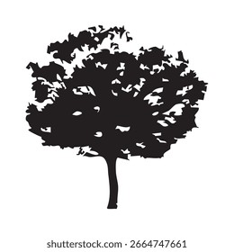 Hand drawn tree silhouette on white background
