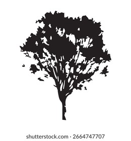 Hand drawn tree silhouette on white background