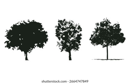 Hand drawn tree silhouette on white background
