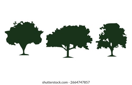 Handgezeichnete Baumsilhouette auf weißem Hintergrund