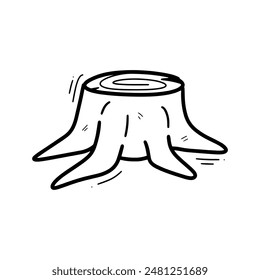 Handgezeichnete Baumstumpf-Illustration. Doodle-Vektorgrafik. Isoliert auf weißem Hintergrund - EPS 10 Vektorgrafik