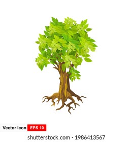 Hand drawn of tree vector illustration, nature elements.