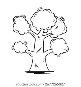 Hand drawn tree vector illustration. Doodle style vector illustration. Outline black and white tree icon