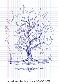 Hand drawn tree. Vector illustration.