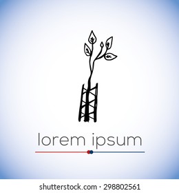 Hand drawn tree vector logo (illustration, sign, symbol,, icon)