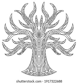 Hand drawn of tree in zentangle style