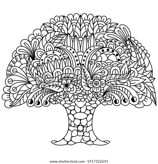 Hand Drawn Tree Zentangle Style Stock Vector (royalty Free) 1917322691