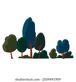 Hand drawn trees illustration isolated on white