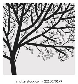 Hand drawn trees sketch landscape black and white vector illustration.