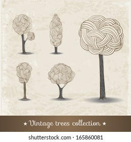Hand drawn trees. Vector illustration 