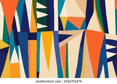 Hand drawn trendy abstract illustration print. Colorful creative collage pattern. 