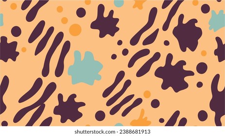 Hand drawn trendy abstract illustrations. Vector illustration template. Memphis style background. Wallpaper, print for fabric or wrapping paper. Creative collage with shapes. Seamless.