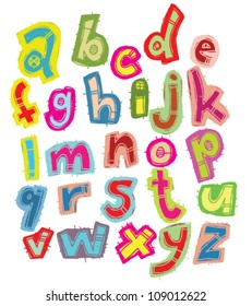 Hand drawn Trendy Font in Colors on White background