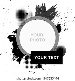 Hand drawn trendy frame with abstract background for brochure, flyer, poster, design. Vector illustration. Place for text or photo.