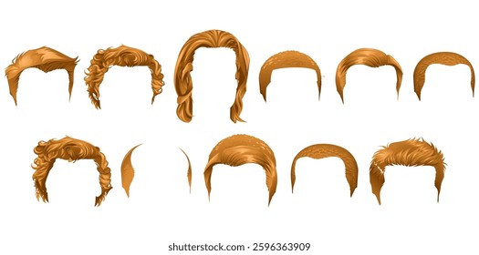Hand Drawn Trendy Men's Hairstyle Vector Illustration.