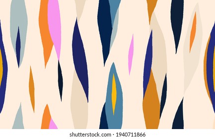 Hand drawn trendy minimal abstract pattern. Creative collage contemporary seamless pattern. Fashionable template for design.