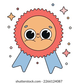 Hand drawn trendy traditional cartoon vector illustration cute badge reward