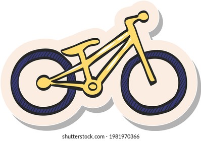 Hand drawn Trial bicycle icon in sticker style vector illustration