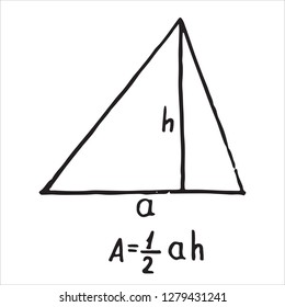 Hand drawn Triangle Area. Sketch for education, icon. Decoration element. Vector illustration