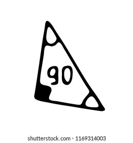 Hand drawn triangle degress doodle. Sketch Back to school, icon. Decoration element. Isolated on white background. Vector illustration.