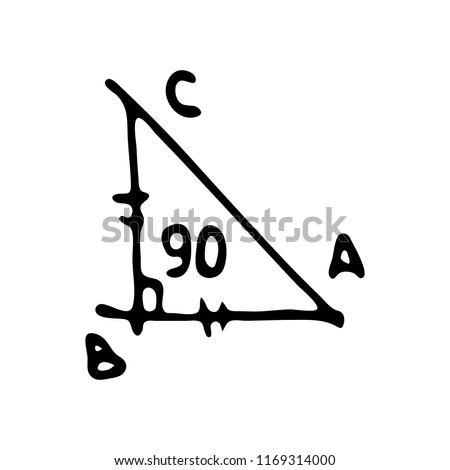 Hand drawn triangle degress doodle. Sketch Back to school, icon. Decoration element. Isolated on white background. Vector illustration.