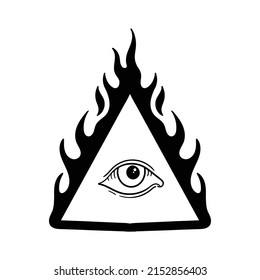 hand drawn triangle fire eye vintage doodle illustration for tattoo stickers poster etc