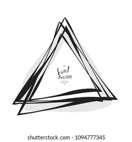 Hand Drawn Triangle Frame with Place for Text Isolated on White Background. Vector Geometric Doodle Sketch Illustration made of Simple Brush Strokes