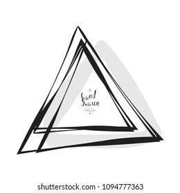 Hand Drawn Triangle Frame with Place for Text Isolated on White Background. Vector Geometric Doodle Sketch Illustration made of Simple Brush Strokes