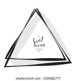 Hand Drawn Triangle Frame with Place for Text Isolated on White Background. Vector Geometric Doodle Sketch Illustration made of Simple Brush Strokes