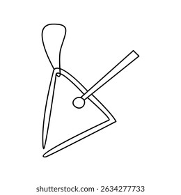 Hand drawn triangle. Musical instrument. Vector doodle illustration isolated on white background