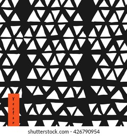 Hand drawn triangle seamless patter. Geometric tribal collection.