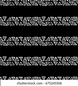 Hand drawn triangles black and white pattern