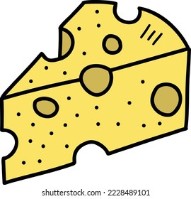 Ilustración de queso triangular dibujada a mano aislada en segundo plano