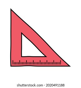 hand drawn of triangular ruler vector icon isolated on white background