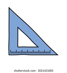 hand drawn of triangular ruler vector icon isolated on white background
