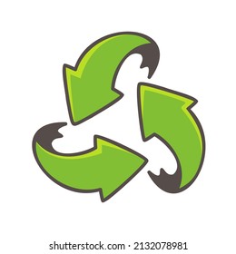 hand drawn triangular swirl arrow recycling concept