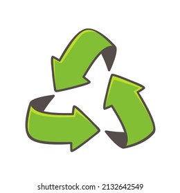 hand drawn triangular swirl arrow recycling concept