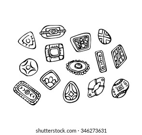 Hand drawn tribal collection charm jewelry antique