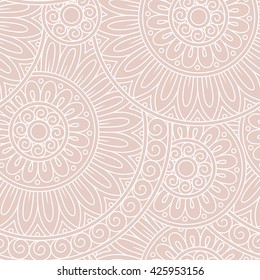 Hand drawn tribal ethnic pattern. Doodle background with doodles, flowers and mandalas.