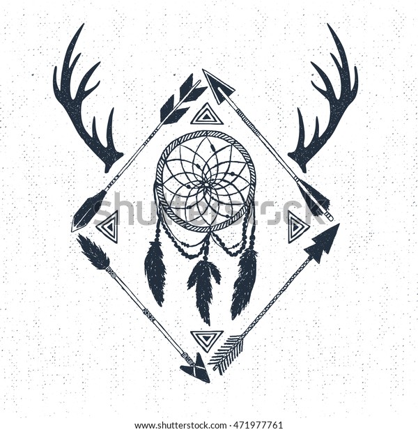 Hand Drawn Tribal Icon Textured Dream Stock Vector (Royalty Free) 471977761