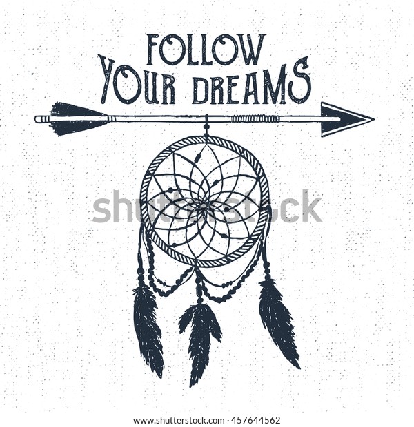Hand Drawn Tribal Label Textured Dream Stock Vector (Royalty Free ...