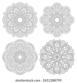 Hand drawn tribal mandalas blending cultural elements and ornamental style. Ideal for wall art, print, and heritage themes