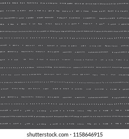Hand drawn tribal marks, dots, forming stripes,lines, mimicking stitches on dark background. Geo vector seamless pattern